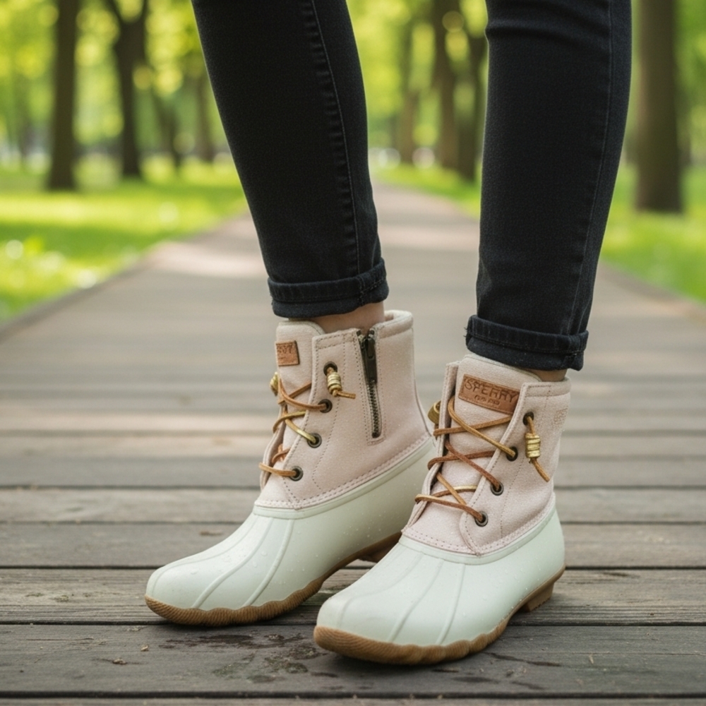 Sperry Women's Cream and Tan Winter Boots